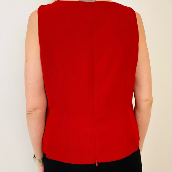 Vintage Travis Ayers Holiday Red Sleeveless Floral Embroidered Blouse Top - Picture 6 of 12